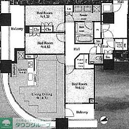 パークシティ武蔵小杉ザ　グランドウイングタワー 26階3LDKの間取り