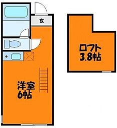 ユナイト小向仲野パールバックの杜 ワンルームの間取図画像