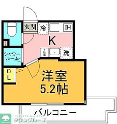 横浜市鶴見区仲通2丁目アパート 1Kの間取図画像