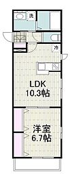 フェリオ鶴見 1LDKの間取図画像