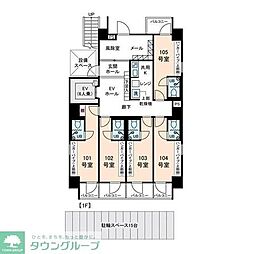 AMMSAMITIEカワサキ3 ワンルームの間取図画像