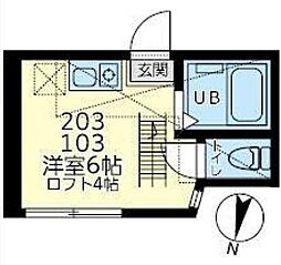 ユナイト新町セントカルロス ワンルームの間取図画像