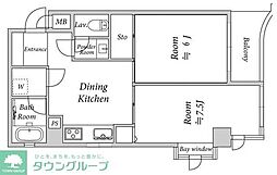 ビレッジハイム3鶴見 2DKの間取図画像