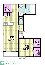 Bell Wood 1LDKの間取図画像