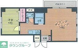 ミカドマンション 1LDKの間取図画像