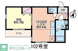 サンス馬場 1LDKの間取図画像