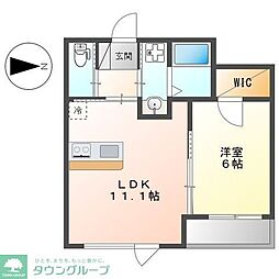 UnivalyBlueshallowsハマヨシ 1LDKの間取図画像