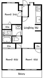 コートハウス新川崎 3LDKの間取図画像