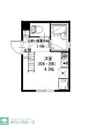 プライムテラス小島新田 ワンルームの間取図画像