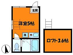 ユナイト戸手ヴァンセンヌの杜 ワンルームの間取図画像