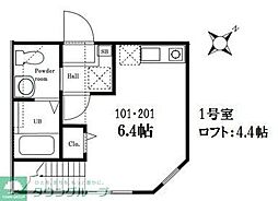 ハーミットクラブハウス ワンルームの間取図画像