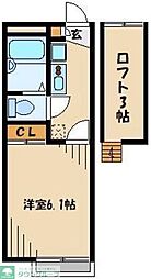 JR埼京線 南与野駅 徒歩10分の賃貸マンション 2階1Kの間取り
