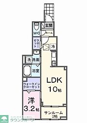 東武野田線 岩槻駅 徒歩23分の賃貸アパート 1階1LDKの間取り