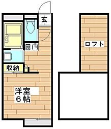 レオパレス原市壱番館 1Kの間取図画像