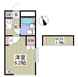 ハイツセルシオン ワンルームの間取図画像