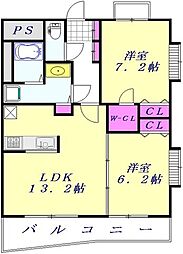 アイビーテラス 2LDKの間取図画像