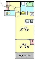 さいたま市見沼区東大宮4丁目アパート 1LDKの間取図画像