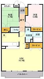 セルリア春日部 2LDKの間取図画像