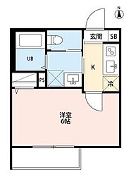 robothome鉄道博物館 1Kの間取図画像