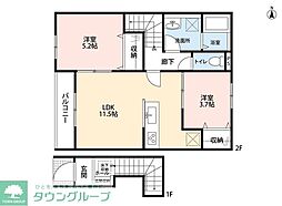 久喜市鷲宮2丁目アパート 2LDKの間取図画像