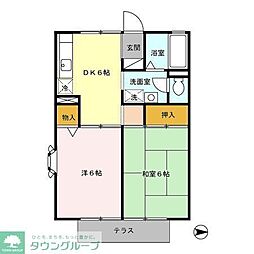 ハッピープラザ壱番館 2DKの間取図画像
