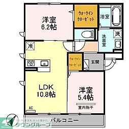 桶川市寿1丁目アパート 2LDKの間取図画像