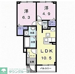 西5丁目アパート(028114301) 2LDKの間取図画像