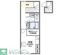 レオパレスベルウィング 1Kの間取図画像