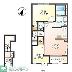 カリン1 2LDKの間取図画像