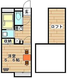 レオパレスサティセフォンツ 1Kの間取図画像