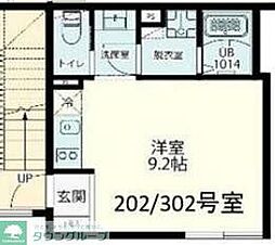 Ｆｏｌｓ　Ｃｌａｓｓ　四谷三丁目 202 2階ワンルームの間取り