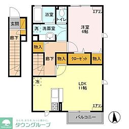 サンセール 2階1LDKの間取り