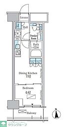 パークアクシス新宿百人町 1DKの間取図画像