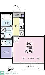 シャーメゾン弥生 1Kの間取図画像