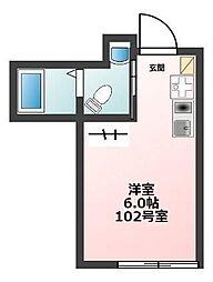 西武新宿線 沼袋駅 徒歩3分の賃貸アパート 1階ワンルームの間取り