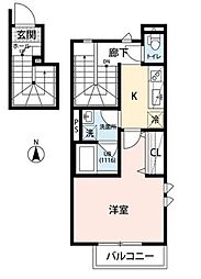 西武新宿線 上井草駅 徒歩5分の賃貸アパート 2階1Kの間取り