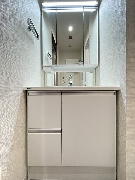 鏡裏収納できるシャワー洗面化粧台