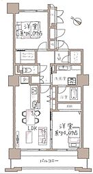 ルネライラタワー船橋 2LDKの間取図画像