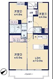 ライオンズマンション京成大久保 3LDKの間取図画像
