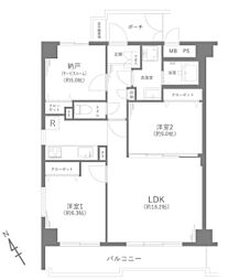 コスモ津田沼ティエラ 2SLDKの間取図画像