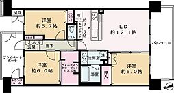 クレストフォルム市川南ウッドスクエア 3LDKの間取図画像