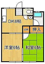 コーポ松本 2DKの間取図画像