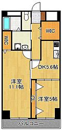 クルーズグラン・セレスト 2DKの間取図画像