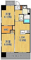 ウイングス三郎丸 2LDKの間取図画像