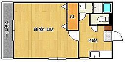 リファレンス三郎丸 1Kの間取図画像
