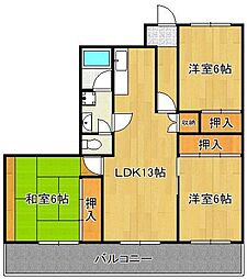 ベルガ足立 3LDKの間取図画像