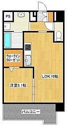 フェリシエ三萩野 1LDKの間取図画像