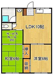 コーポ植田 2LDKの間取図画像