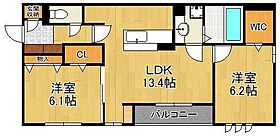 Ｄ-ＲＯＯＭ貴船  ｜ 福岡県北九州市小倉北区貴船町（賃貸アパート2LDK・3階・59.60㎡） その2