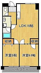 グリーンハイツ足立 2LDKの間取図画像
